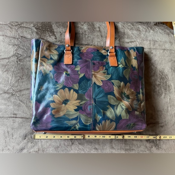 NWT~*RARE* NASH “Peruvian Painting” Solaro Satchel/Italian LEATHER/Floral Design - Picture 9 of 16